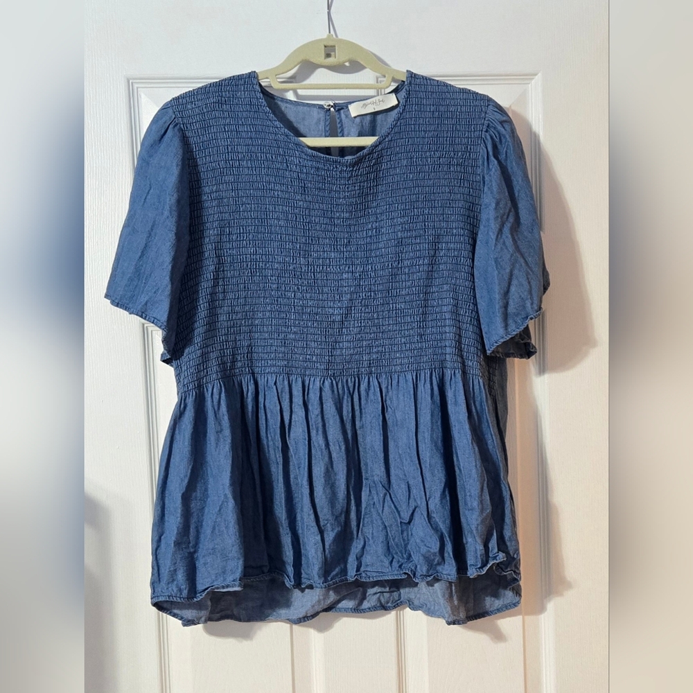 ARULA Denim Ruched Top, Size B (18-20)
